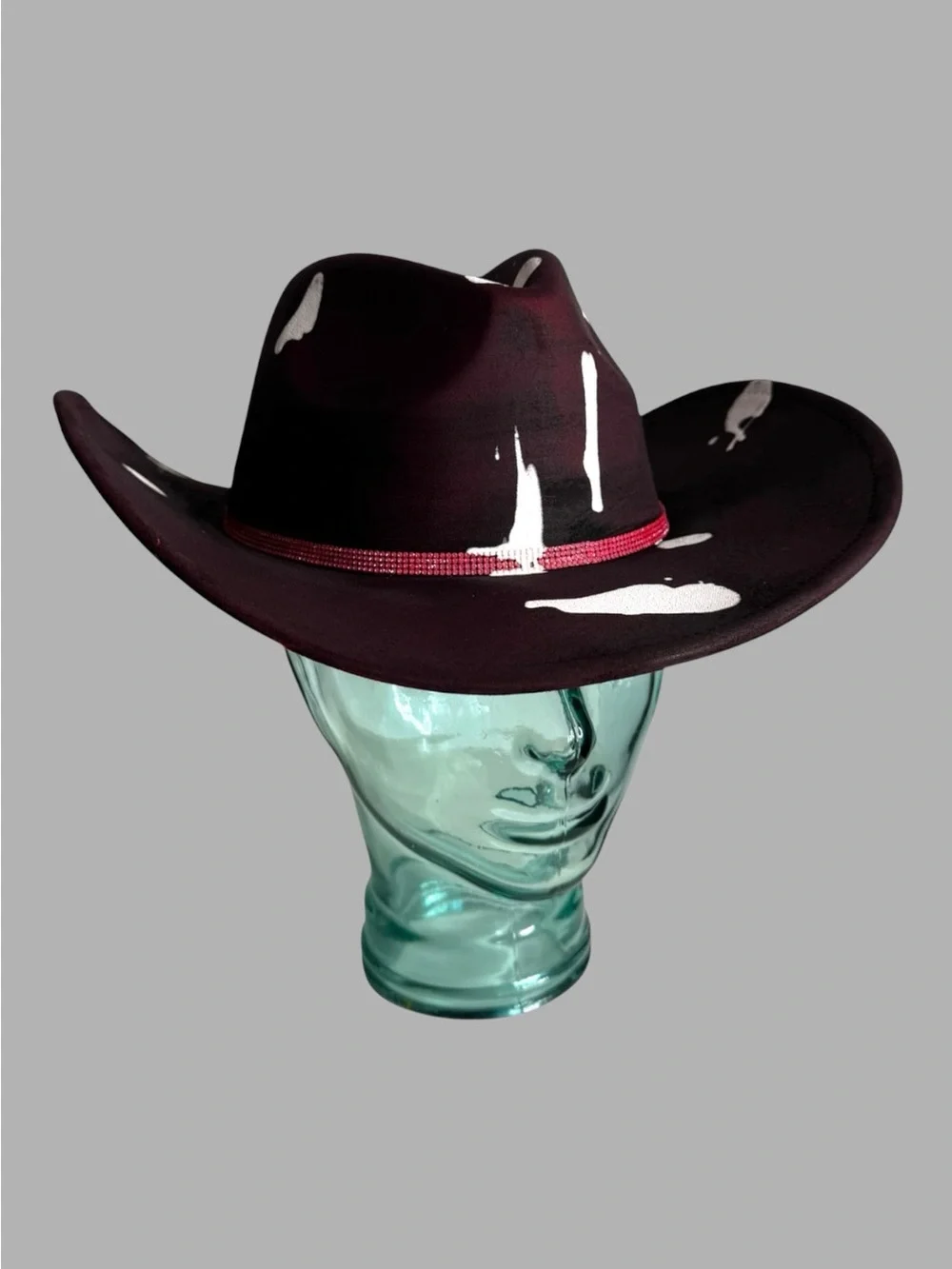 Custom Burgundy star rhinestone western Cowboy hat